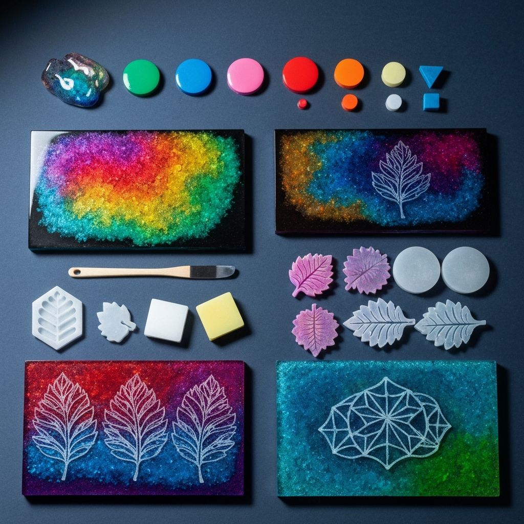 Custom resin order workspace with design sketches and natural materials